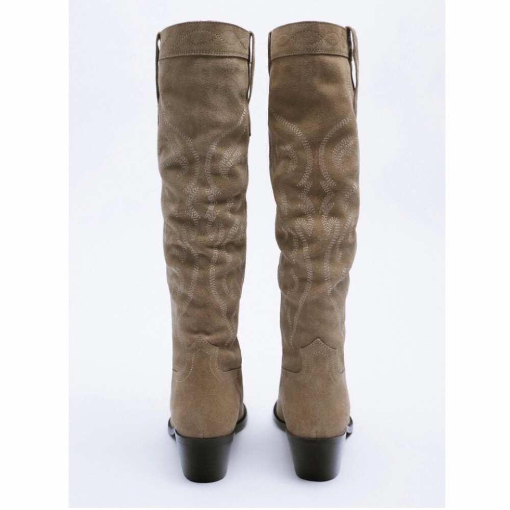Zara Cowboy Boot - Tall Split Leather Suede - Picture 7 of 15